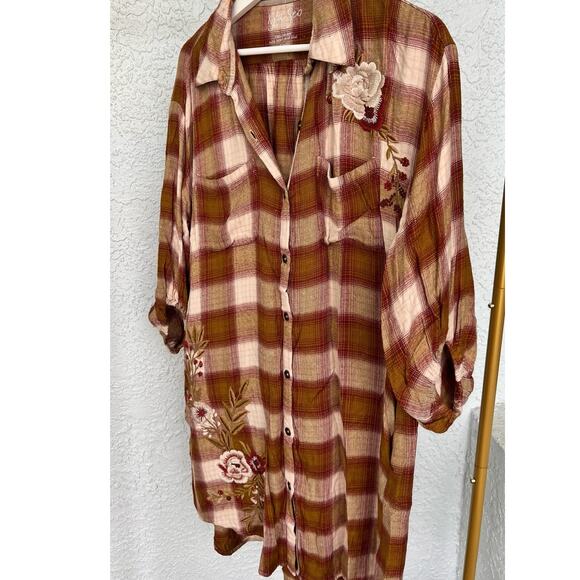 NWT Anthropologie Kyla Seo Shirt Dress Sz Small Embroidery Check Pattern - Picture 7 of 11